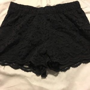 Black lace floral shorts